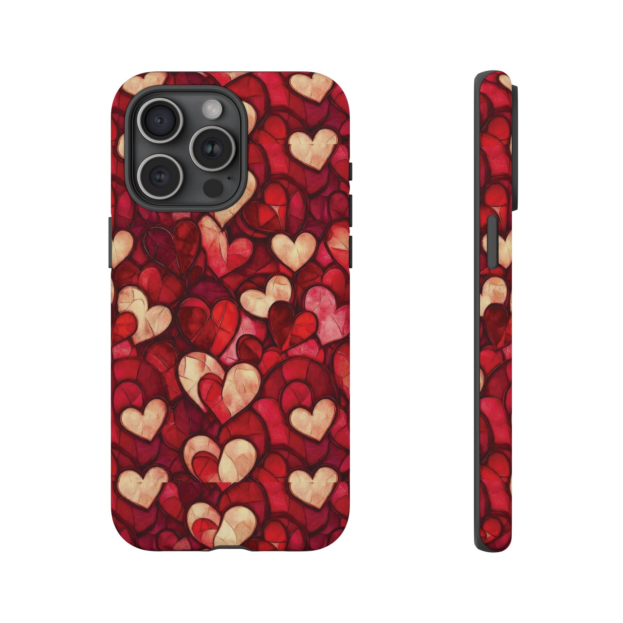 Stained Glass Heart Tough Case for iPhone 17 16 15 14 Pro Max | Romantic Mosaic Love Design | Shockproof & Wireless Charging Support