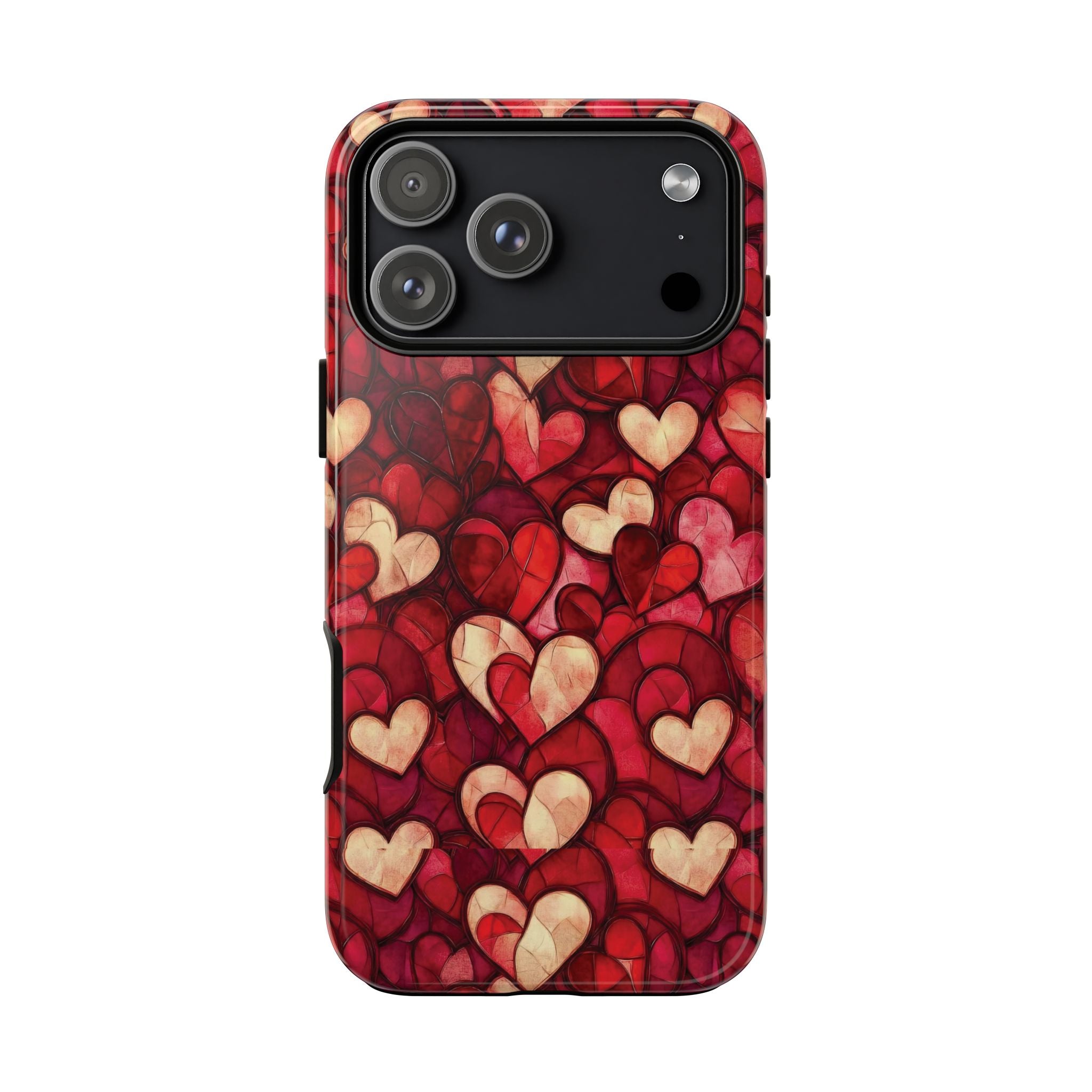 Stained Glass Heart Tough Case for iPhone 17 16 15 14 Pro Max | Romantic Mosaic Love Design | Shockproof & Wireless Charging Support
