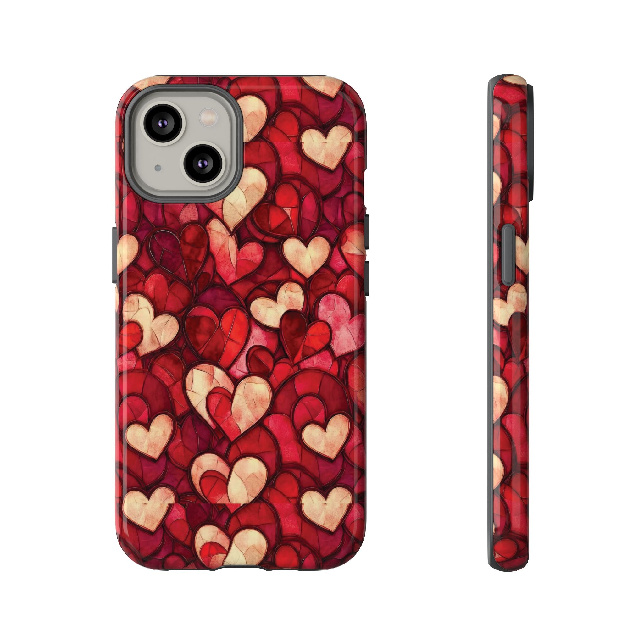 Stained Glass Heart Tough Case for iPhone 17 16 15 14 Pro Max | Romantic Mosaic Love Design | Shockproof & Wireless Charging Support