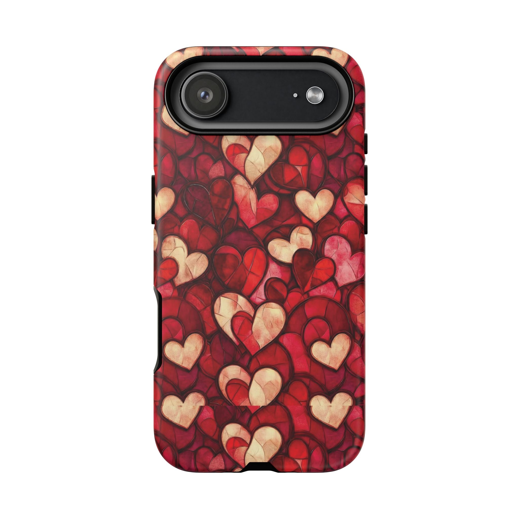 Stained Glass Heart Tough Case for iPhone 17 16 15 14 Pro Max | Romantic Mosaic Love Design | Shockproof & Wireless Charging Support
