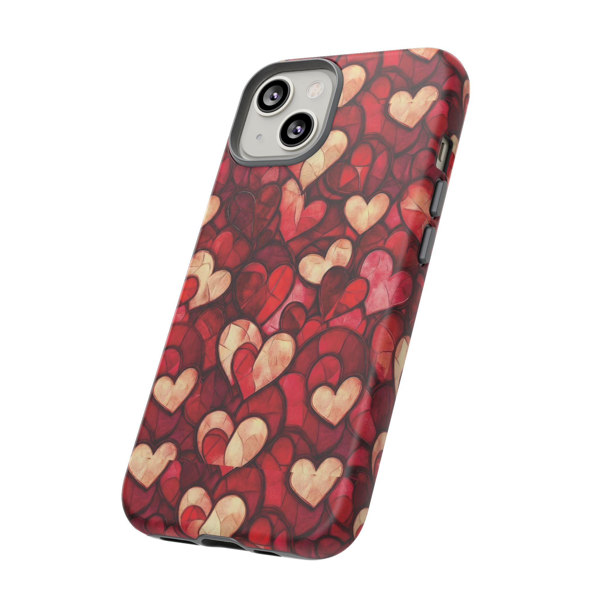 Stained Glass Heart Tough Case for iPhone 17 16 15 14 Pro Max | Romantic Mosaic Love Design | Shockproof & Wireless Charging Support