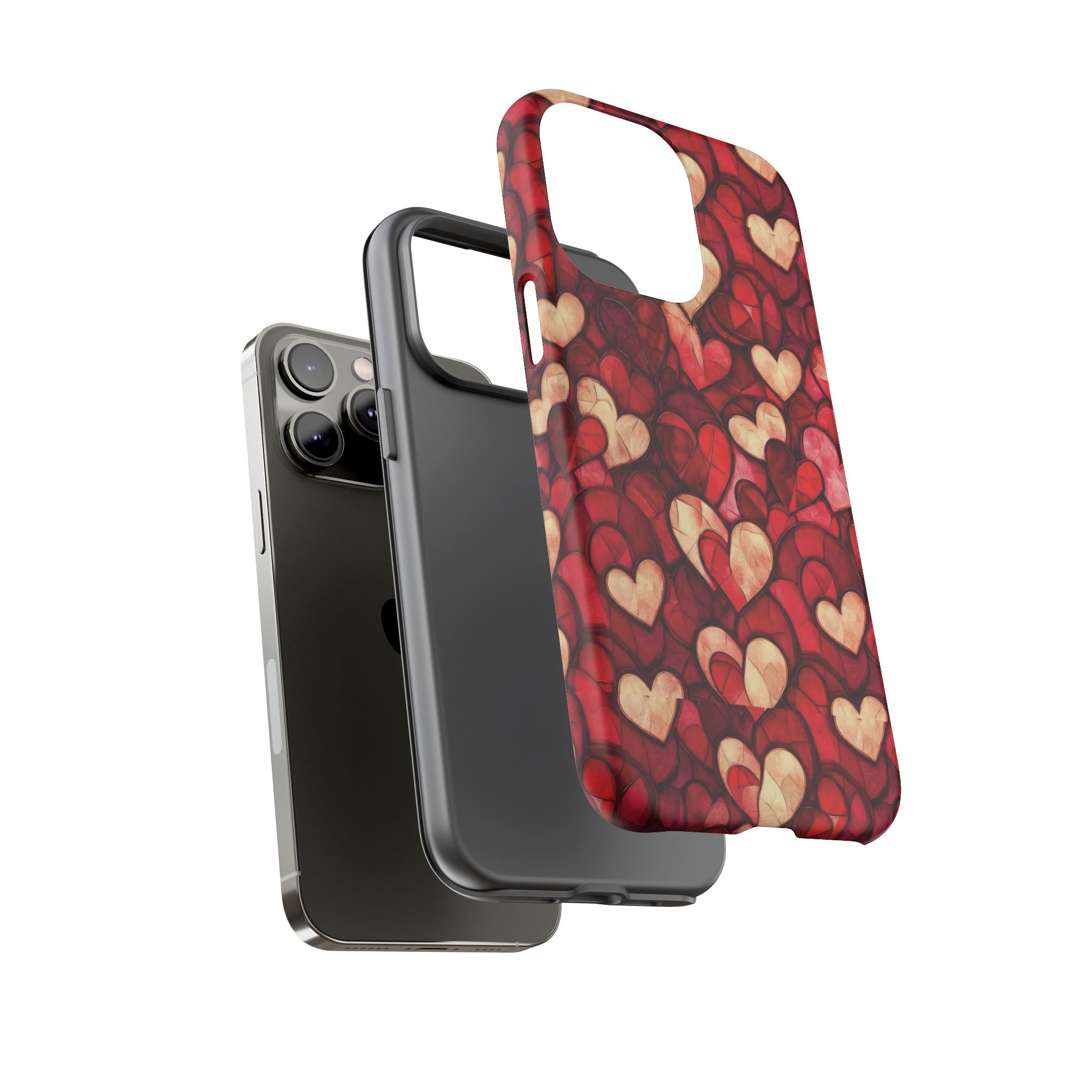 Stained Glass Heart Tough Case for iPhone 17 16 15 14 Pro Max | Romantic Mosaic Love Design | Shockproof & Wireless Charging Support