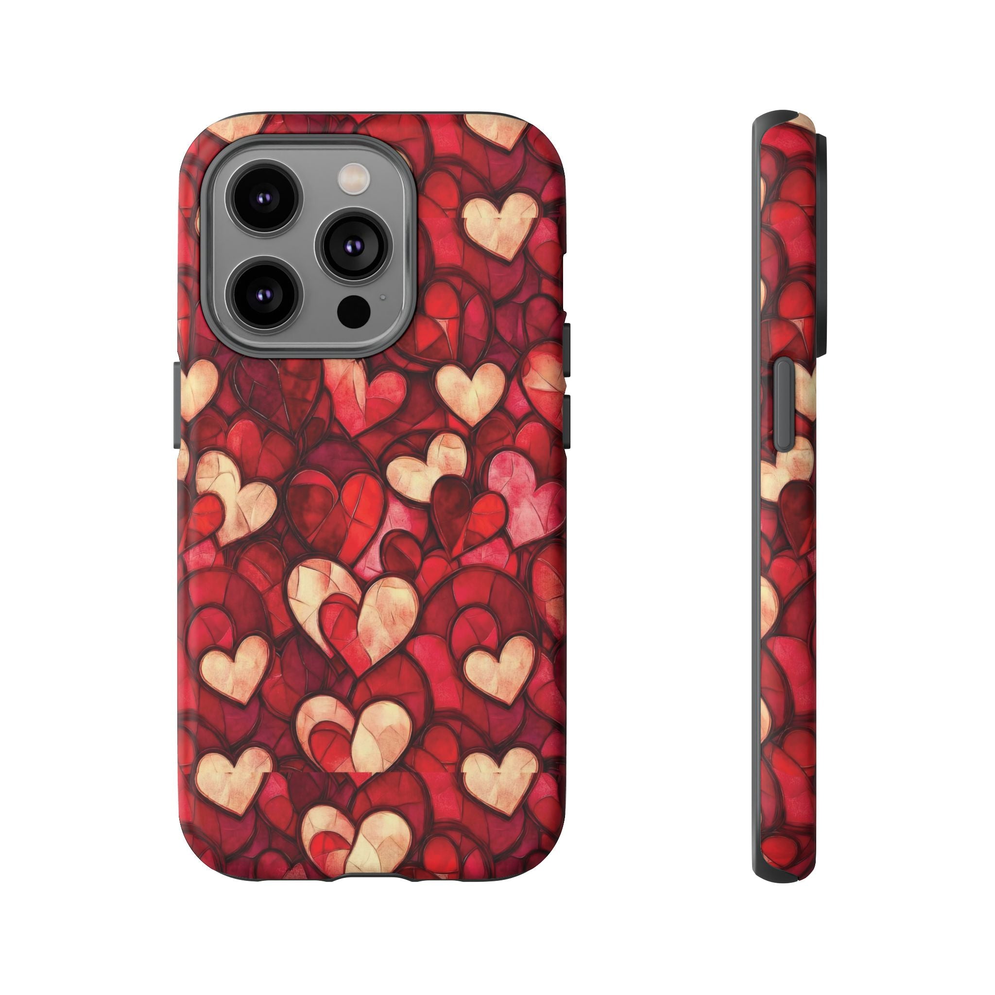 Stained Glass Heart Tough Case for iPhone 17 16 15 14 Pro Max | Romantic Mosaic Love Design | Shockproof & Wireless Charging Support