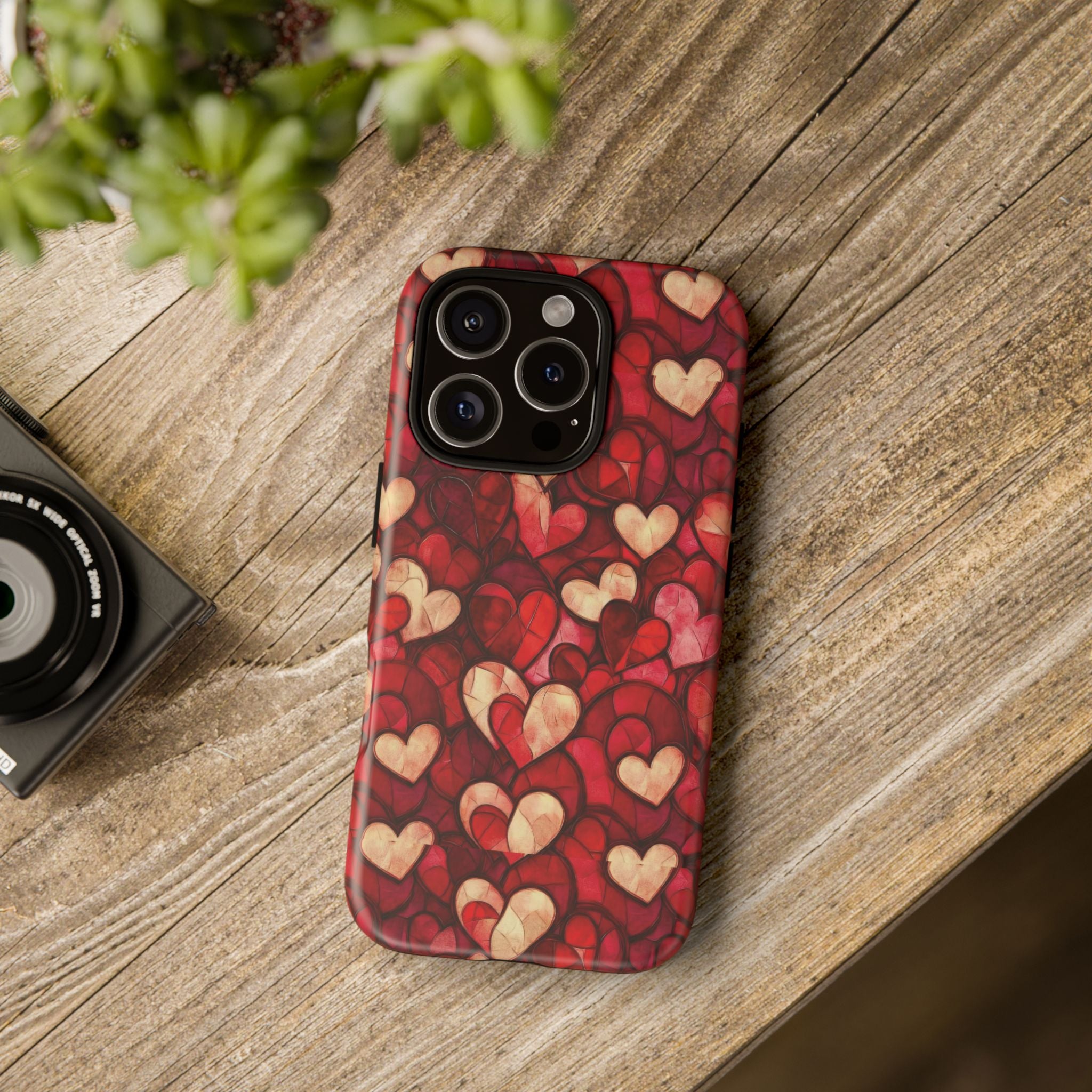 Stained Glass Heart Tough Case for iPhone 17 16 15 14 Pro Max | Romantic Mosaic Love Design | Shockproof & Wireless Charging Support
