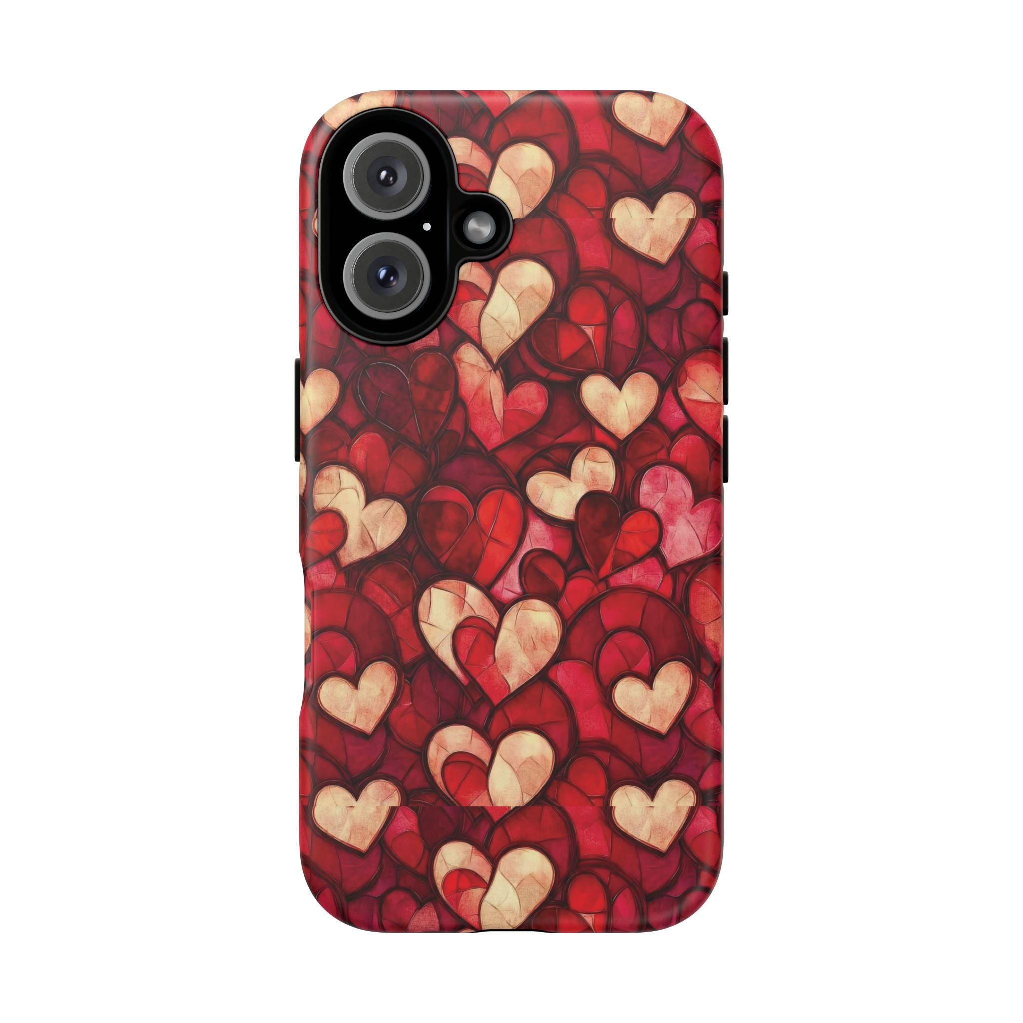 Stained Glass Heart Tough Case for iPhone 17 16 15 14 Pro Max | Romantic Mosaic Love Design | Shockproof & Wireless Charging Support