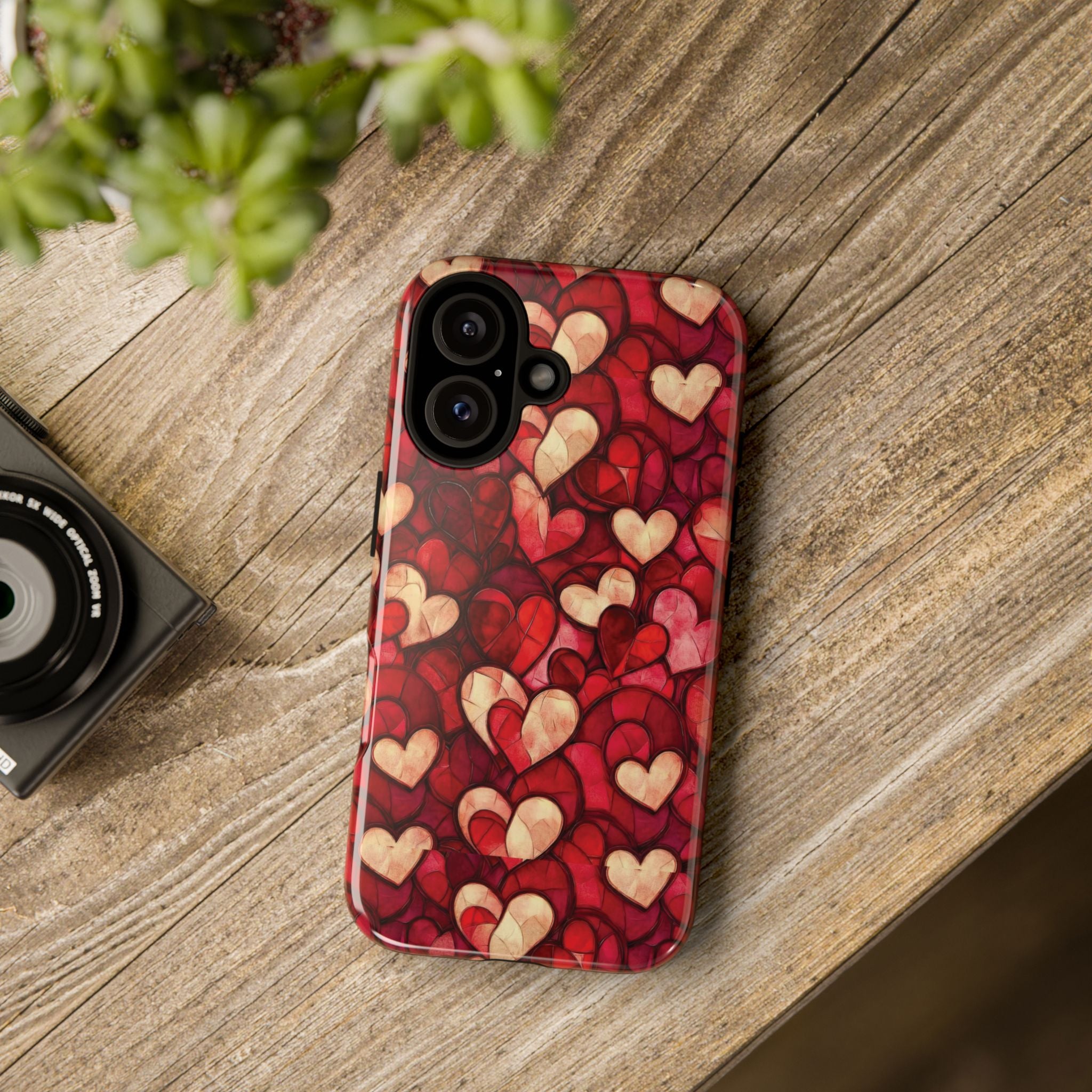 Stained Glass Heart Tough Case for iPhone 17 16 15 14 Pro Max | Romantic Mosaic Love Design | Shockproof & Wireless Charging Support