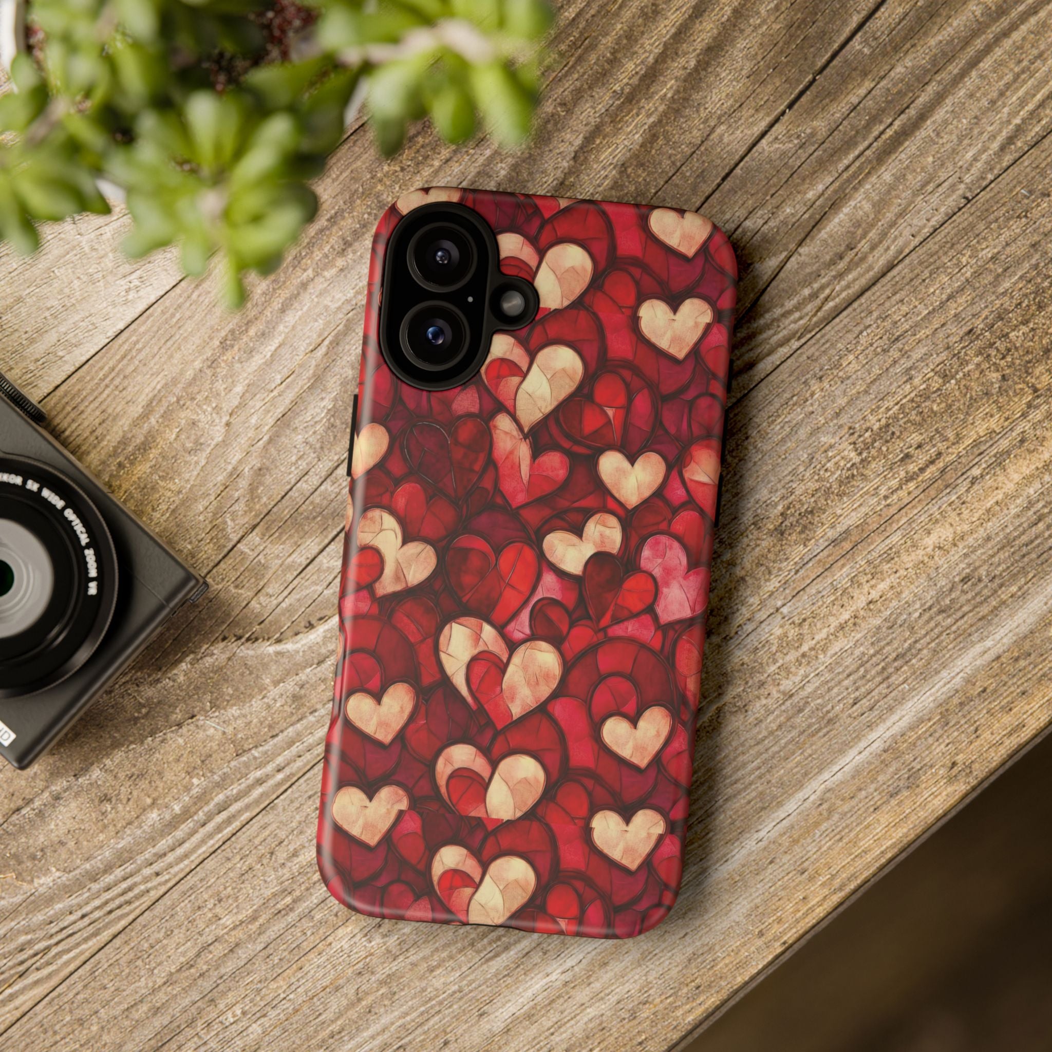 Stained Glass Heart Tough Case for iPhone 17 16 15 14 Pro Max | Romantic Mosaic Love Design | Shockproof & Wireless Charging Support