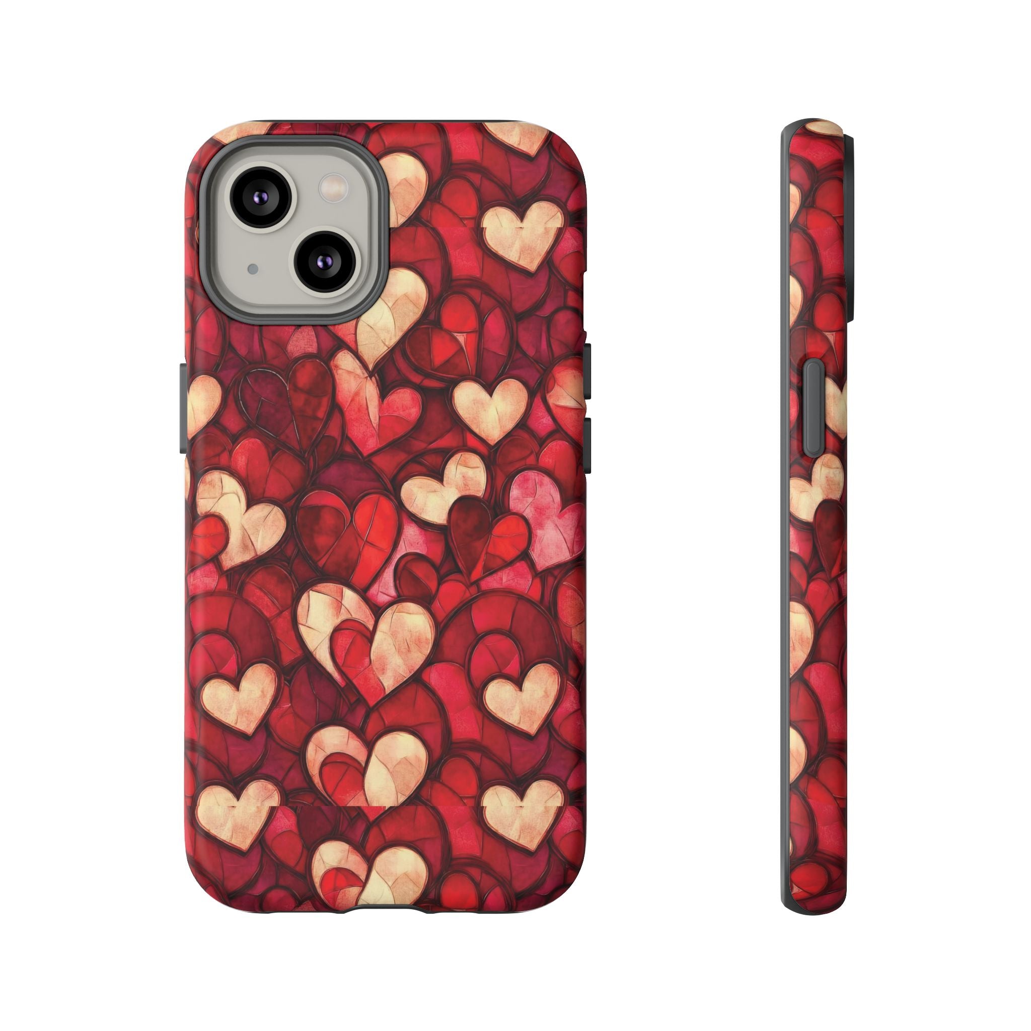 Stained Glass Heart Tough Case for iPhone 17 16 15 14 Pro Max | Romantic Mosaic Love Design | Shockproof & Wireless Charging Support