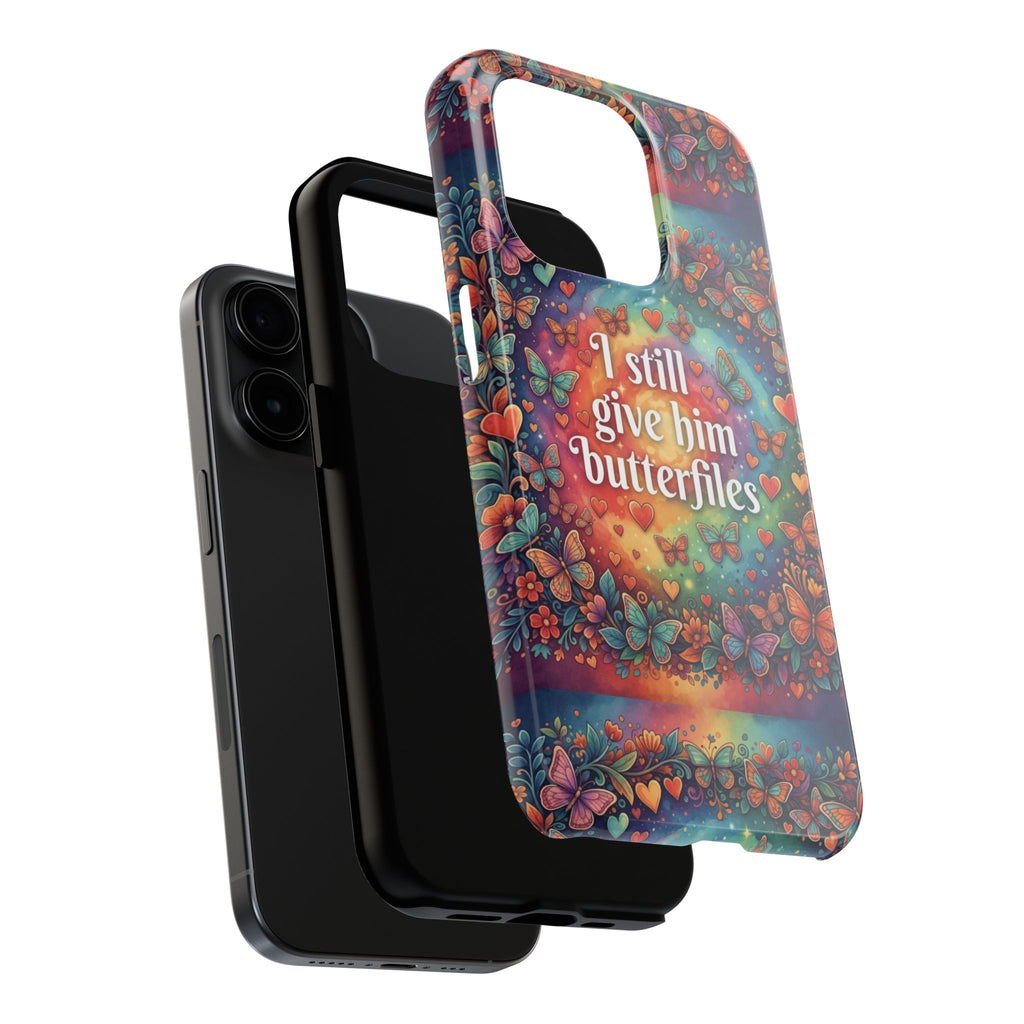 I Still Give Him Butterflies Phone Case | Butterfly Heart Pattern