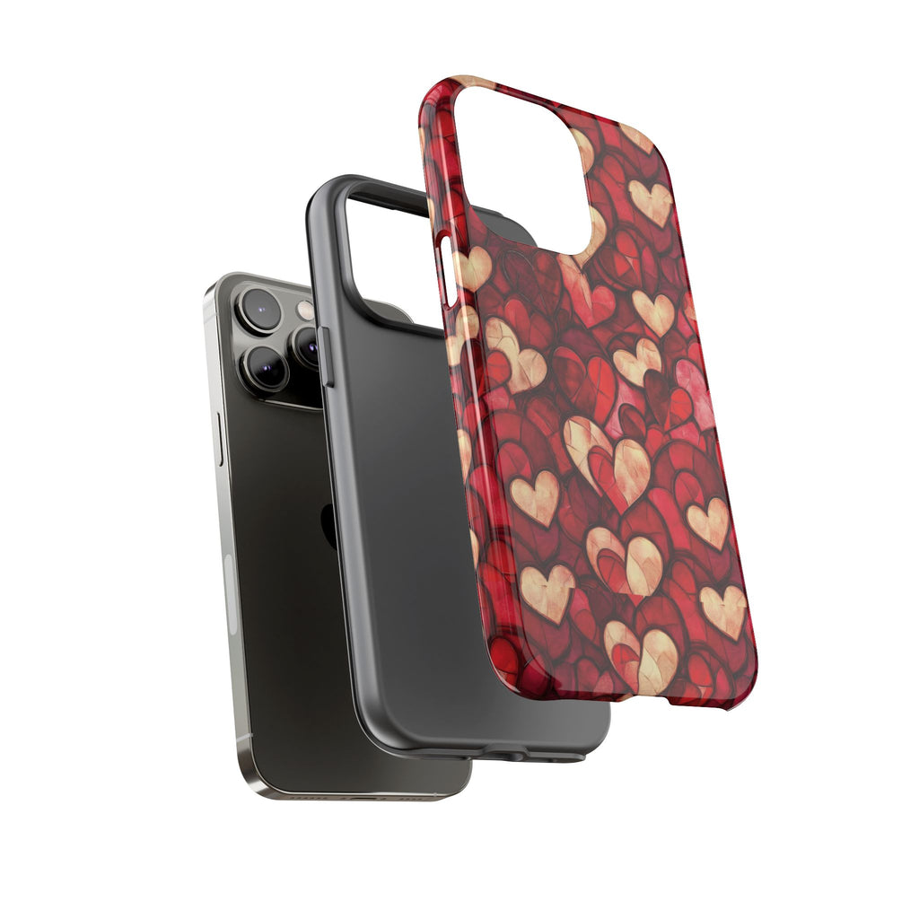 Stained Glass Heart Tough Case for iPhone 17 16 15 14 Pro Max | Romantic Mosaic Love Design | Shockproof & Wireless Charging Support