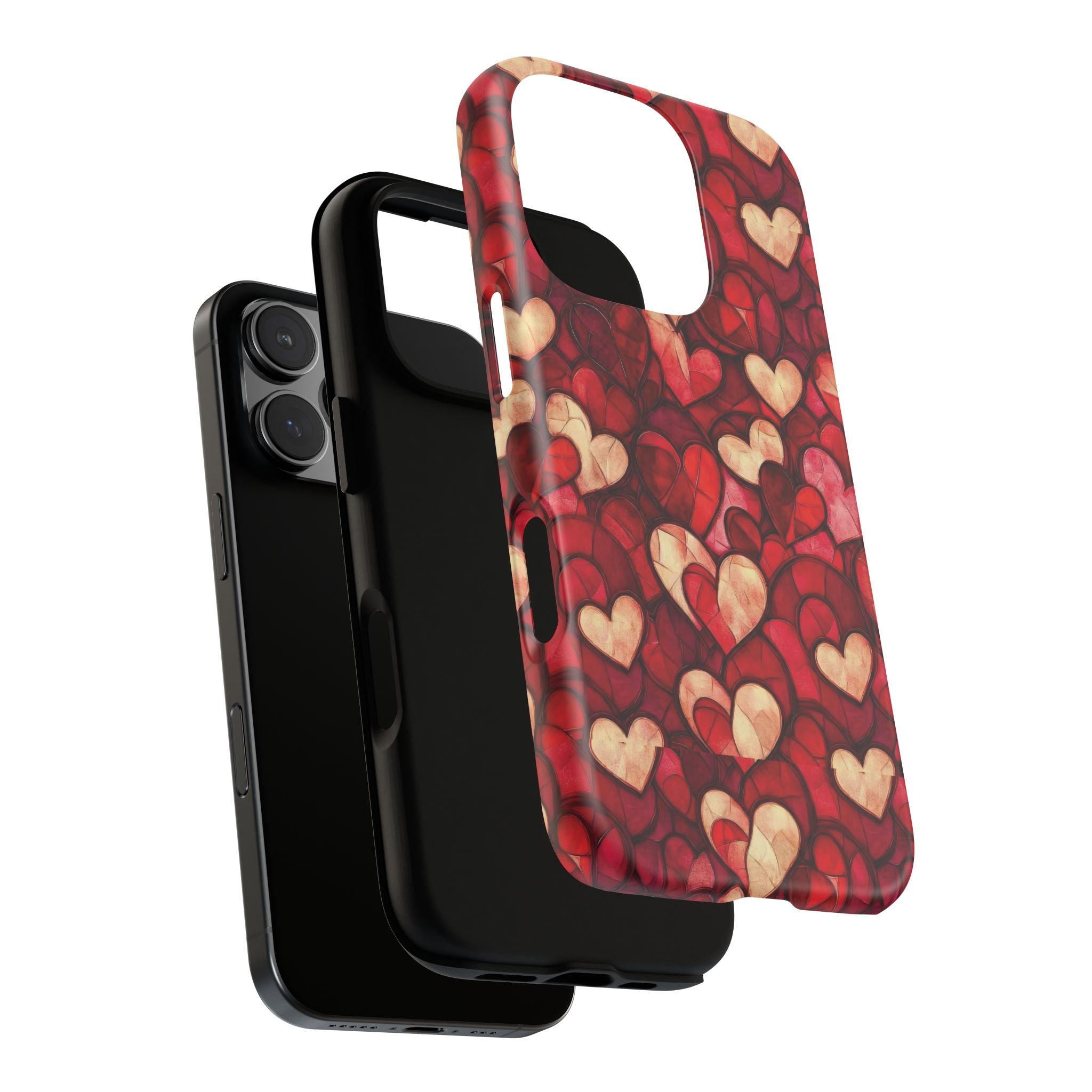 Stained Glass Heart Tough Case for iPhone 17 16 15 14 Pro Max | Romantic Mosaic Love Design | Shockproof & Wireless Charging Support