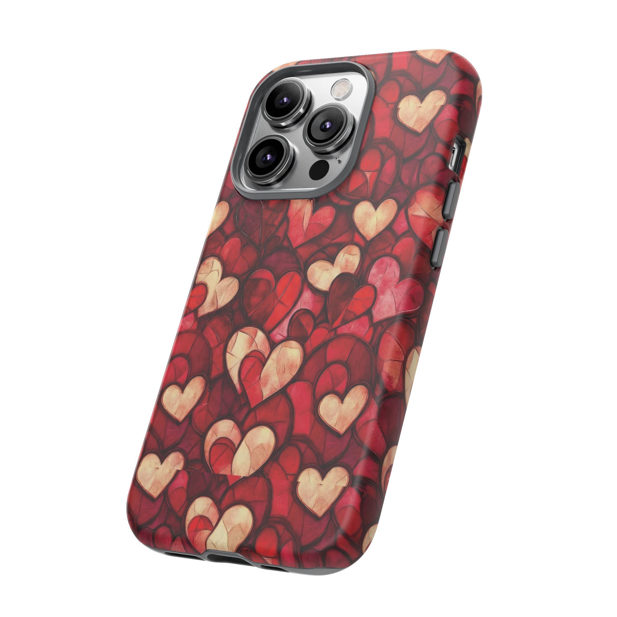 Stained Glass Heart Tough Case for iPhone 17 16 15 14 Pro Max | Romantic Mosaic Love Design | Shockproof & Wireless Charging Support