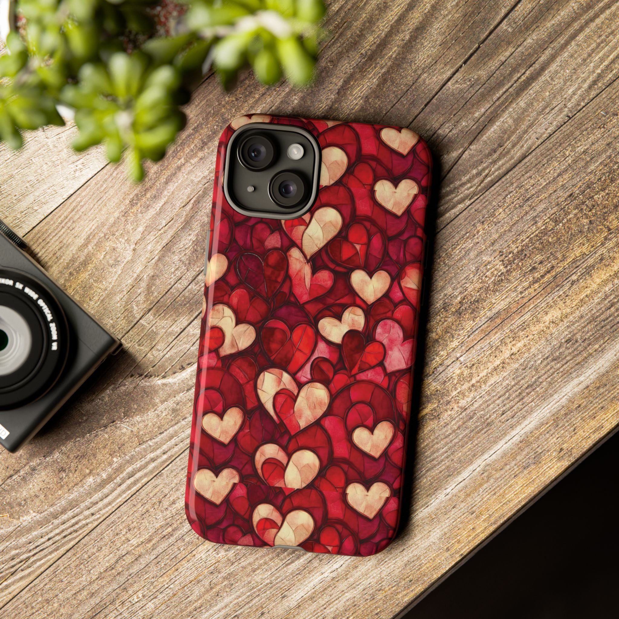 Stained Glass Heart Tough Case for iPhone 17 16 15 14 Pro Max | Romantic Mosaic Love Design | Shockproof & Wireless Charging Support