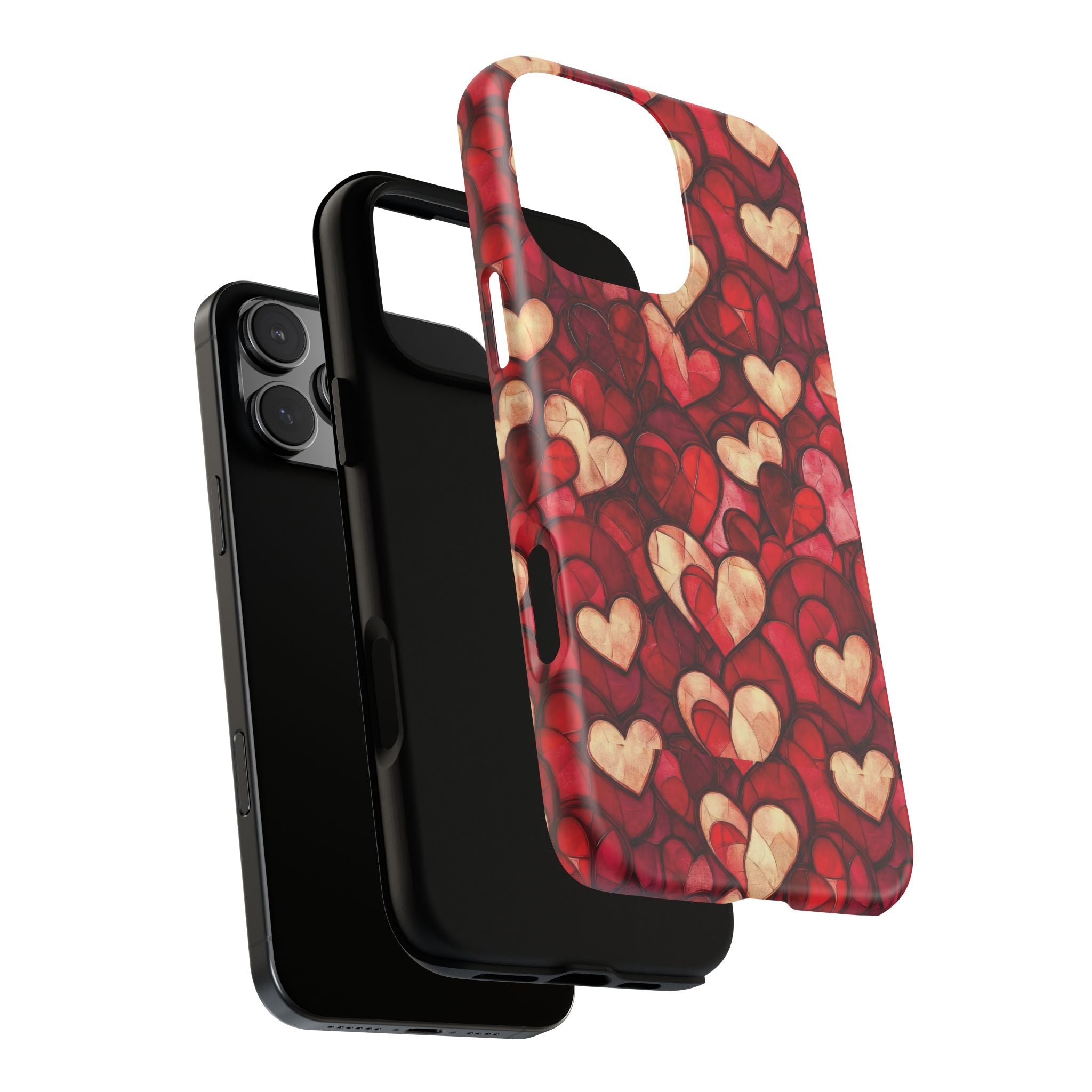 Stained Glass Heart Tough Case for iPhone 17 16 15 14 Pro Max | Romantic Mosaic Love Design | Shockproof & Wireless Charging Support
