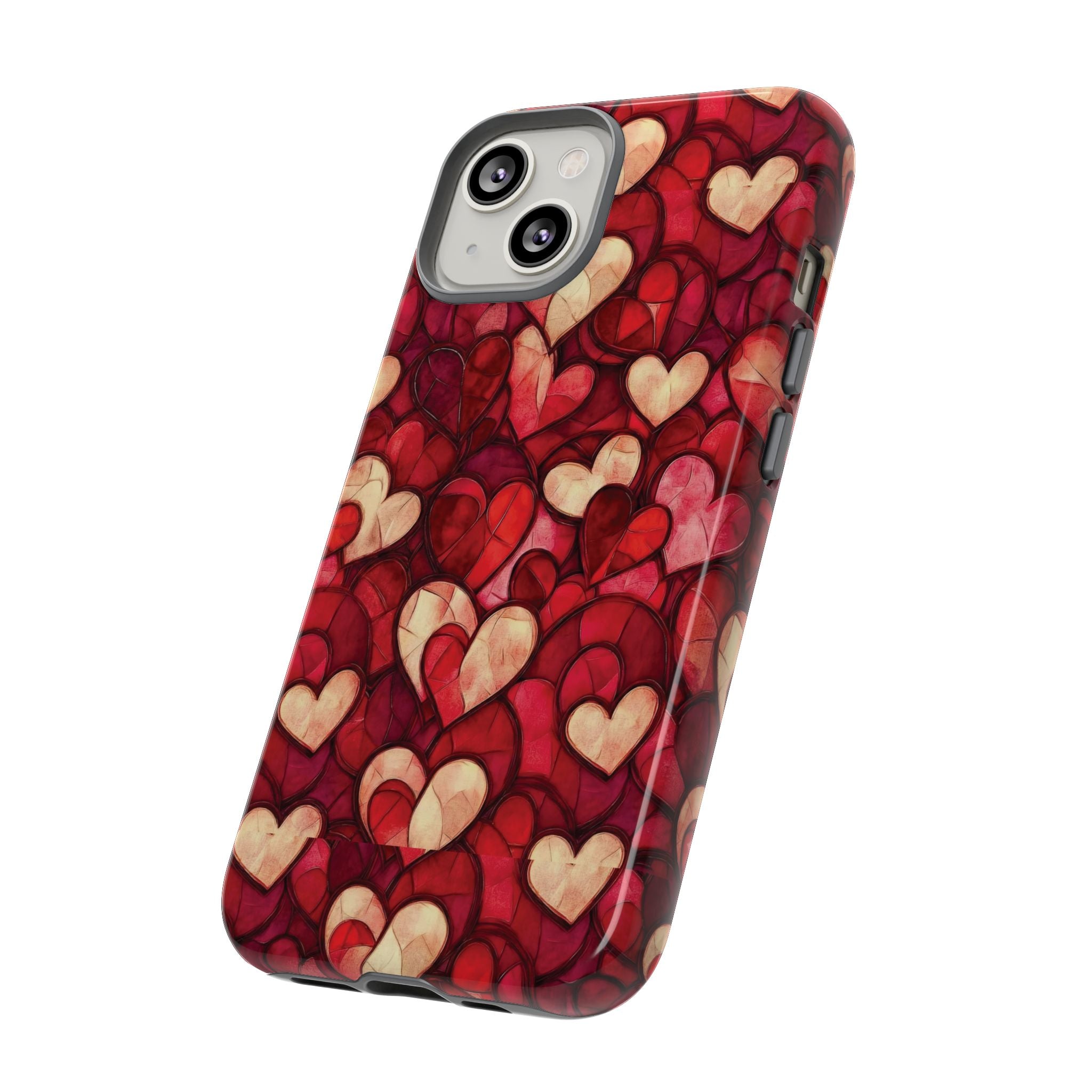 Stained Glass Heart Tough Case for iPhone 17 16 15 14 Pro Max | Romantic Mosaic Love Design | Shockproof & Wireless Charging Support