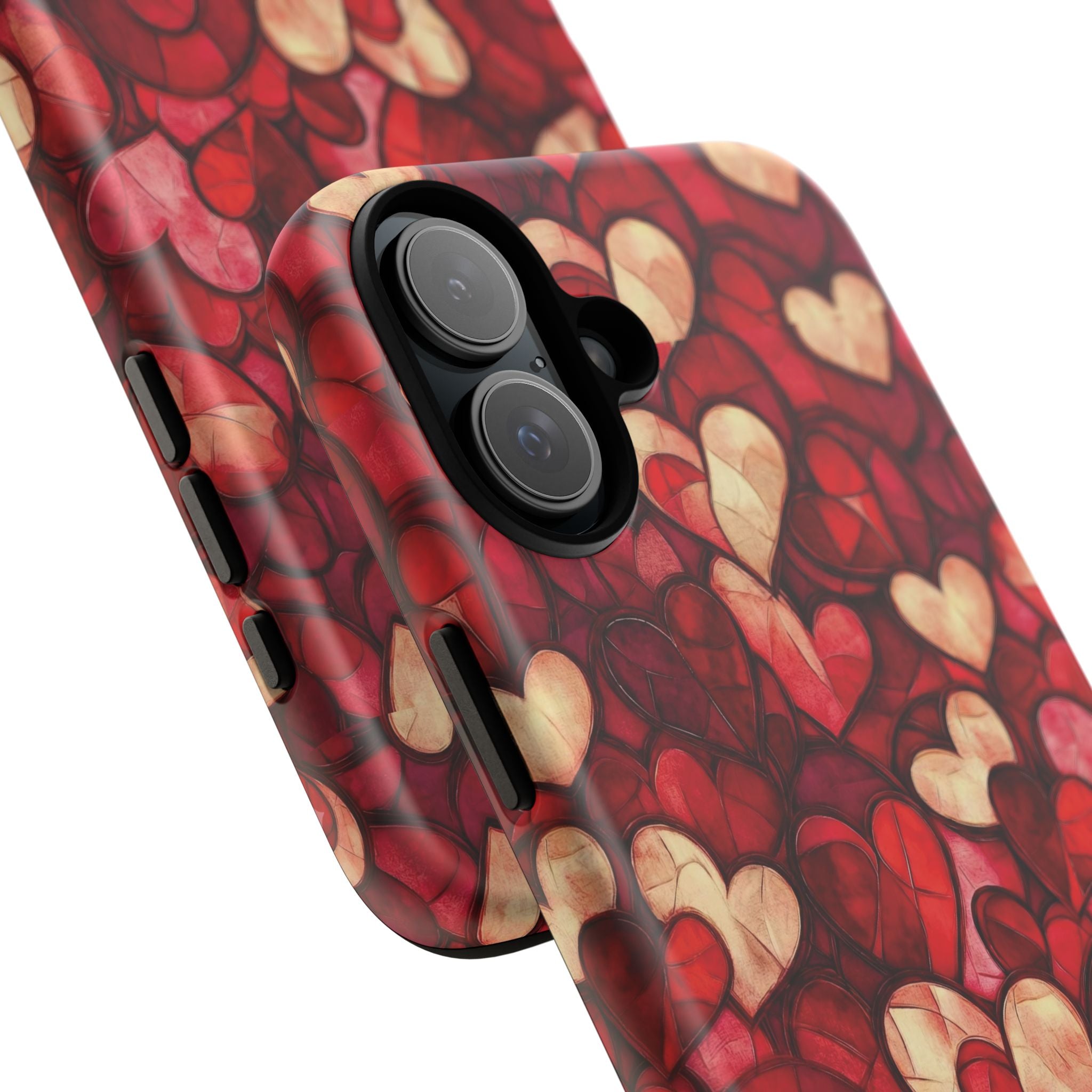 Stained Glass Heart Tough Case for iPhone 17 16 15 14 Pro Max | Romantic Mosaic Love Design | Shockproof & Wireless Charging Support