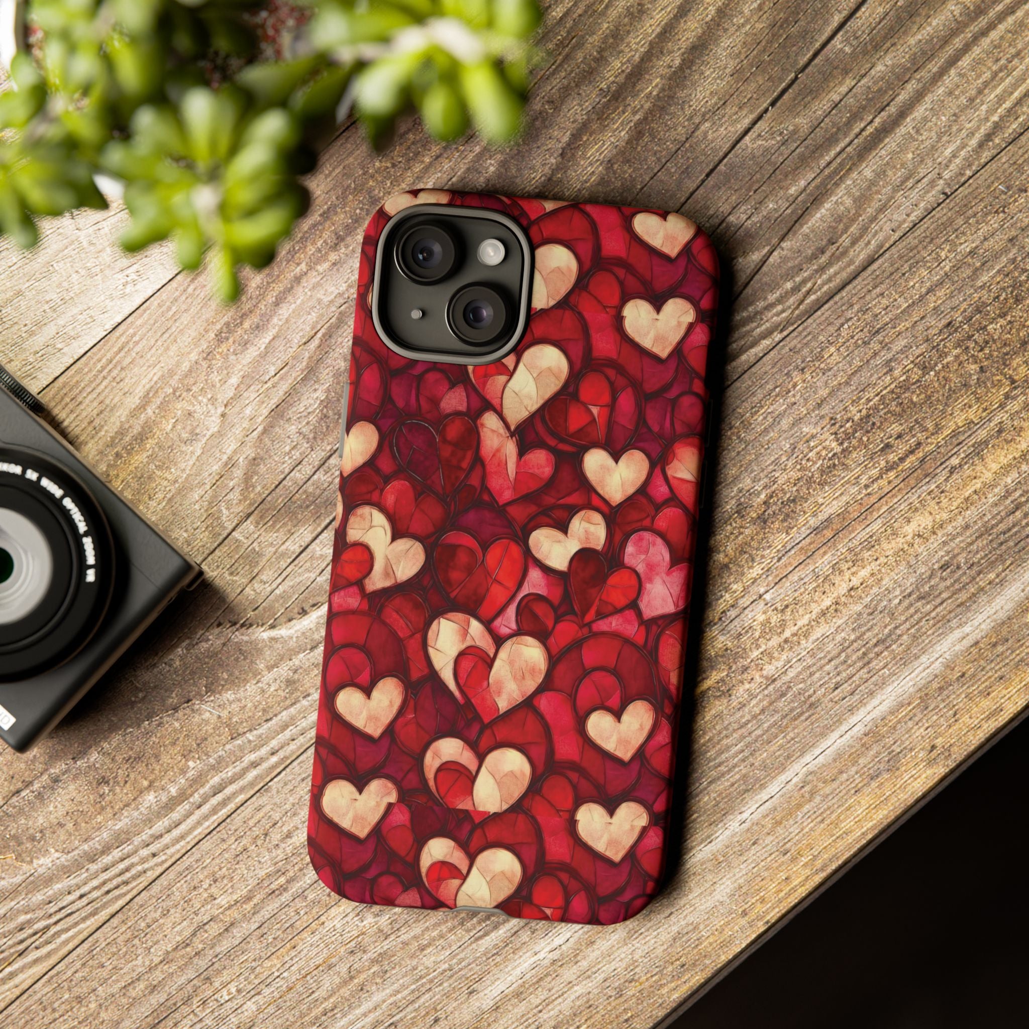 Stained Glass Heart Tough Case for iPhone 17 16 15 14 Pro Max | Romantic Mosaic Love Design | Shockproof & Wireless Charging Support