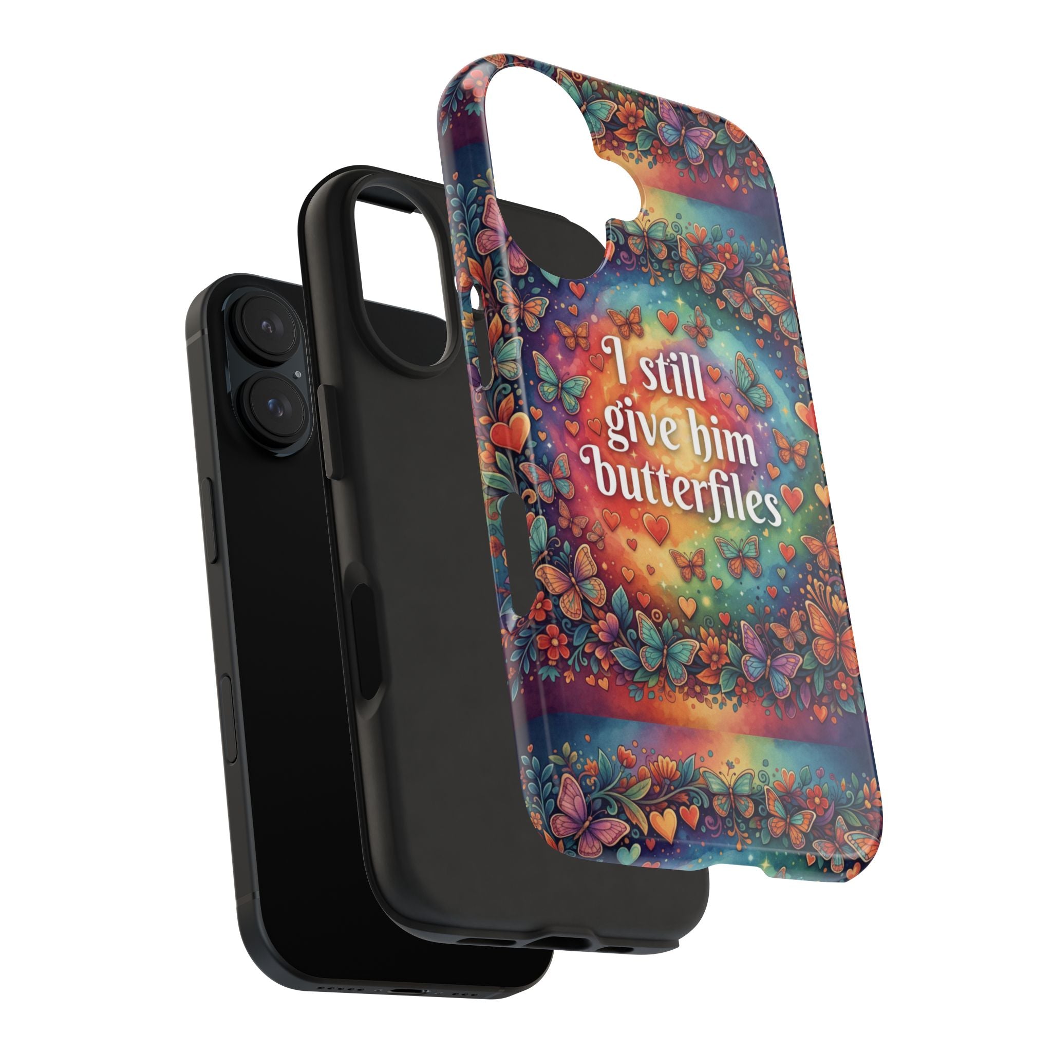 I Still Give Him Butterflies Phone Case | Butterfly Heart Pattern