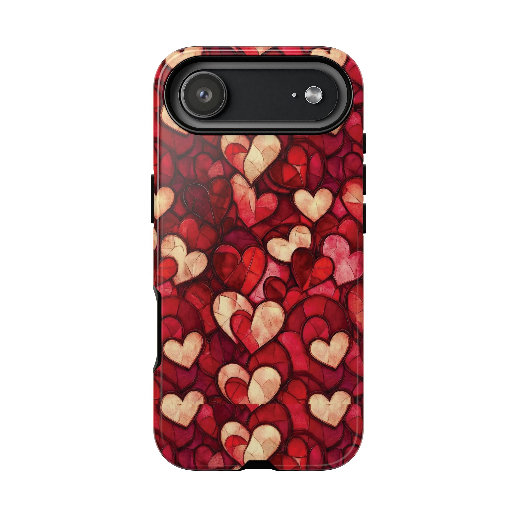 Stained Glass Heart Tough Case for iPhone 17 16 15 14 Pro Max | Romantic Mosaic Love Design | Shockproof & Wireless Charging Support