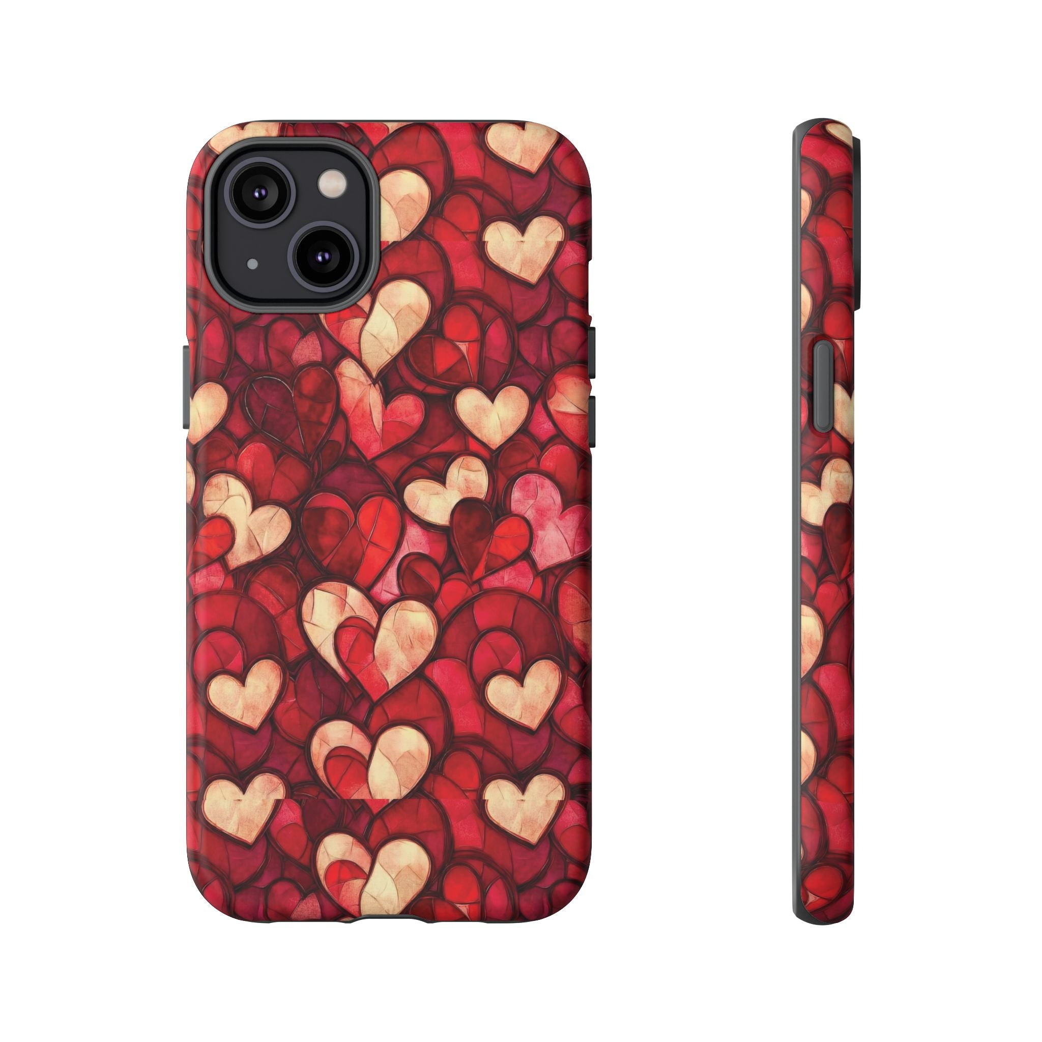 Stained Glass Heart Tough Case for iPhone 17 16 15 14 Pro Max | Romantic Mosaic Love Design | Shockproof & Wireless Charging Support