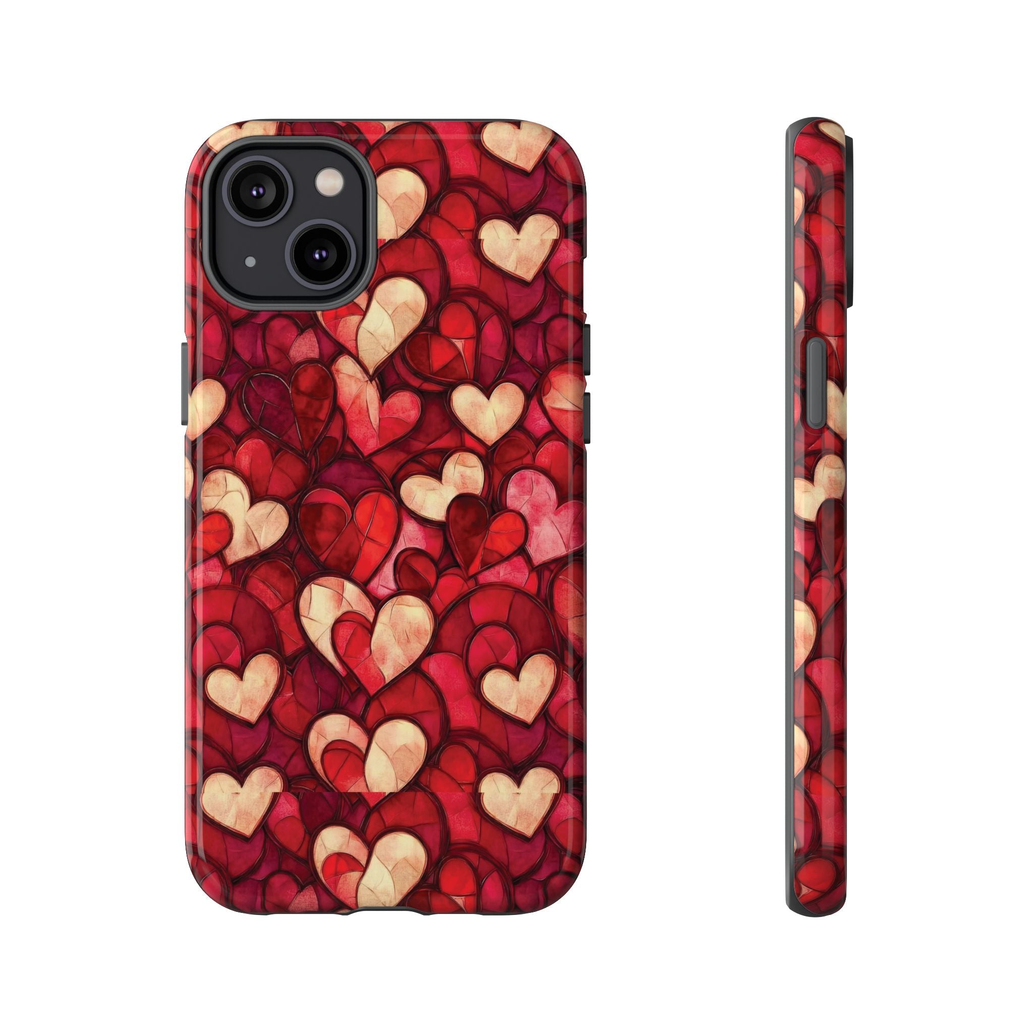Stained Glass Heart Tough Case for iPhone 17 16 15 14 Pro Max | Romantic Mosaic Love Design | Shockproof & Wireless Charging Support
