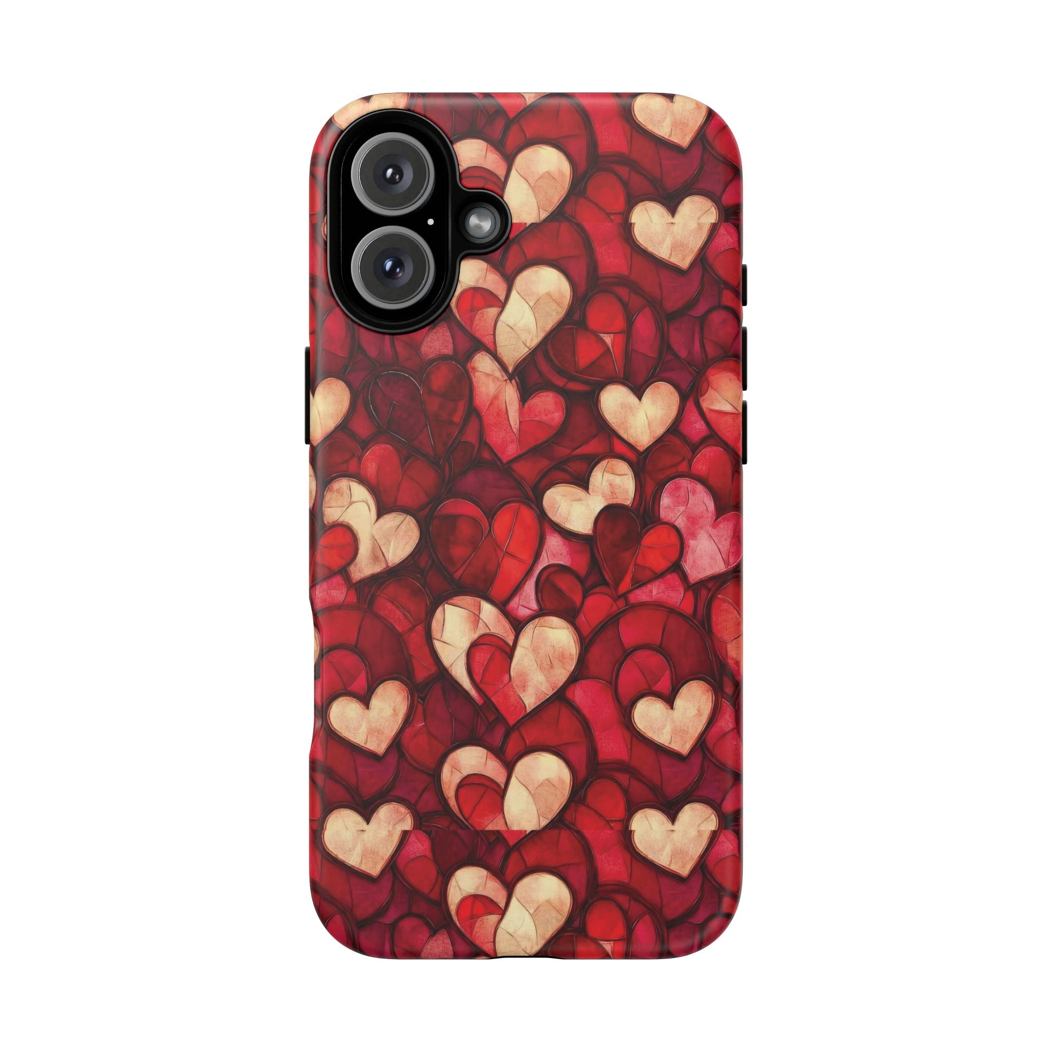 Stained Glass Heart Tough Case for iPhone 17 16 15 14 Pro Max | Romantic Mosaic Love Design | Shockproof & Wireless Charging Support