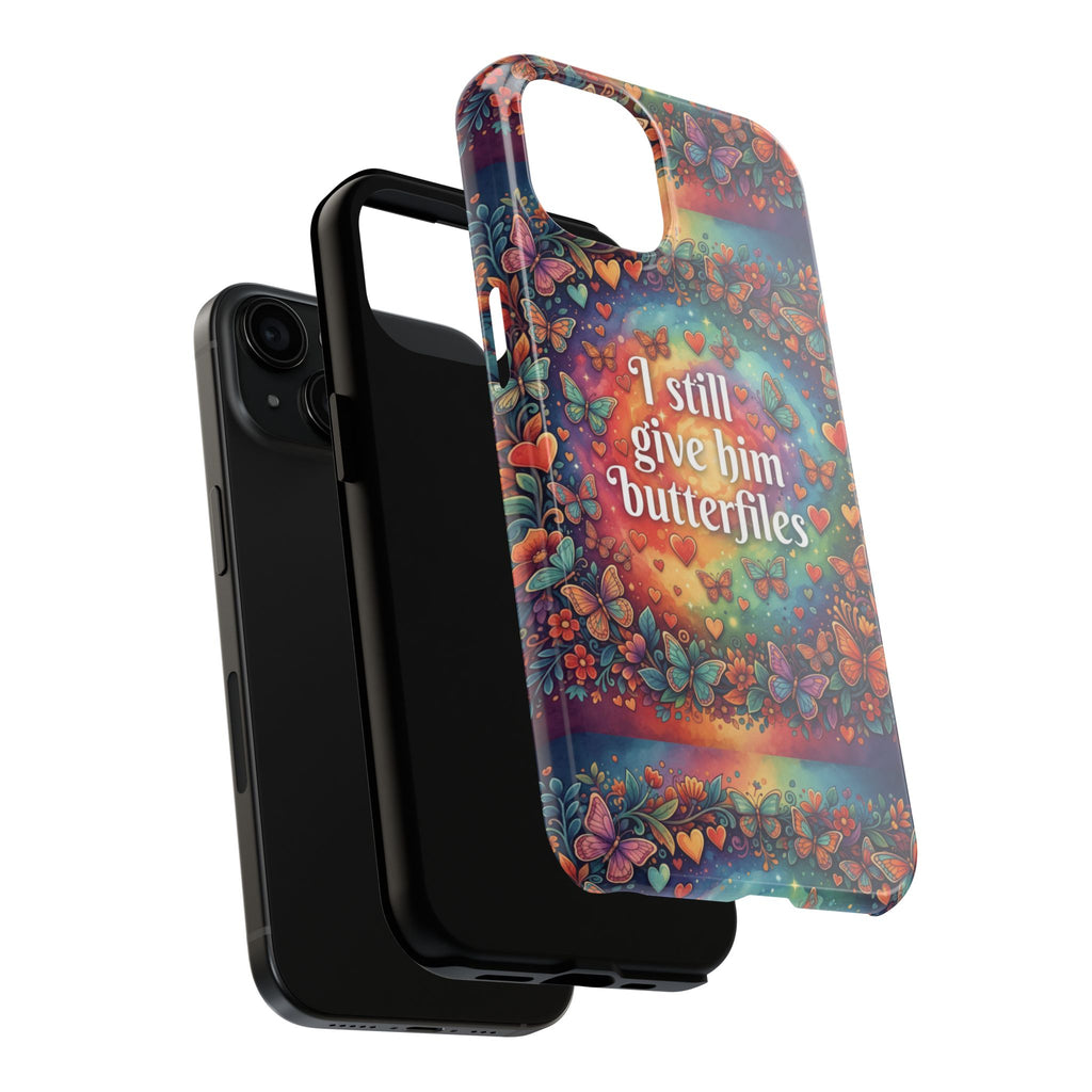 I Still Give Him Butterflies Phone Case | Butterfly Heart Pattern