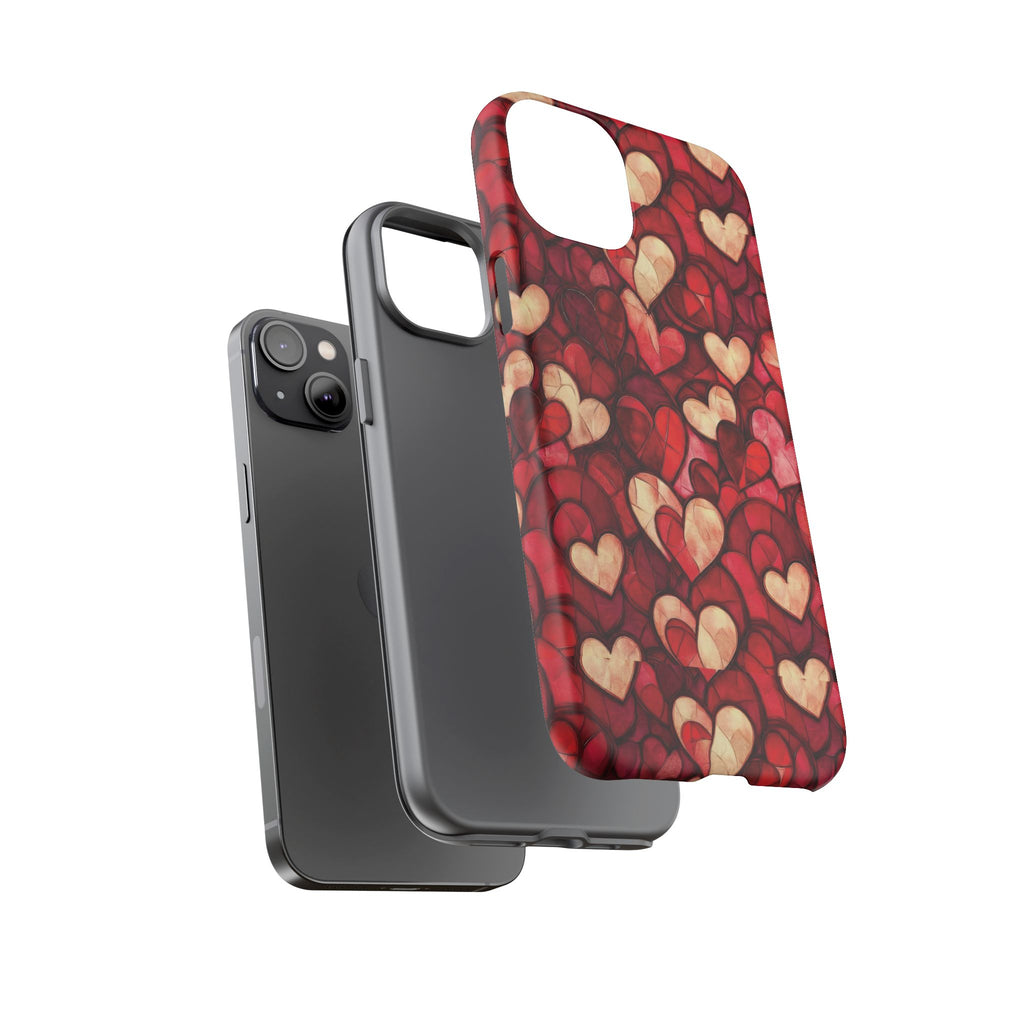 Stained Glass Heart Tough Case for iPhone 17 16 15 14 Pro Max | Romantic Mosaic Love Design | Shockproof & Wireless Charging Support