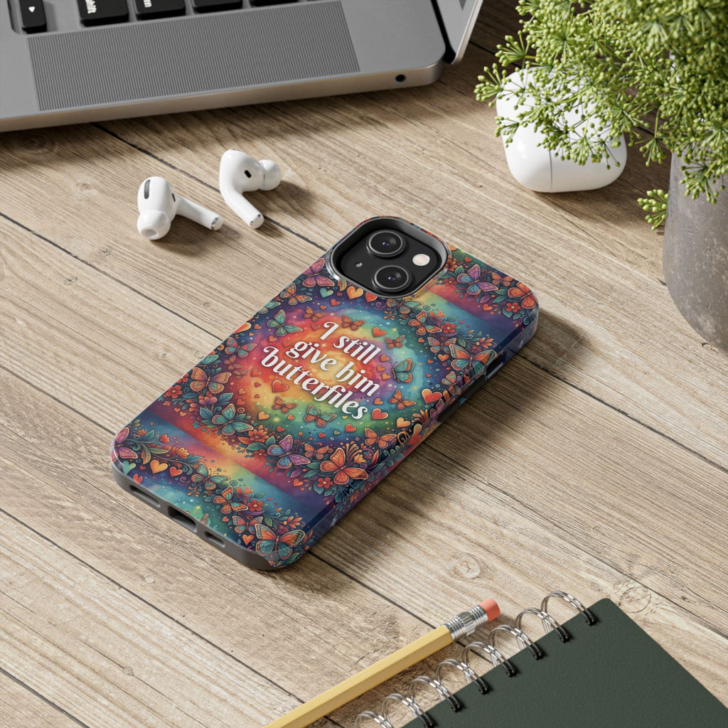 I Still Give Him Butterflies Phone Case | Butterfly Heart Pattern
