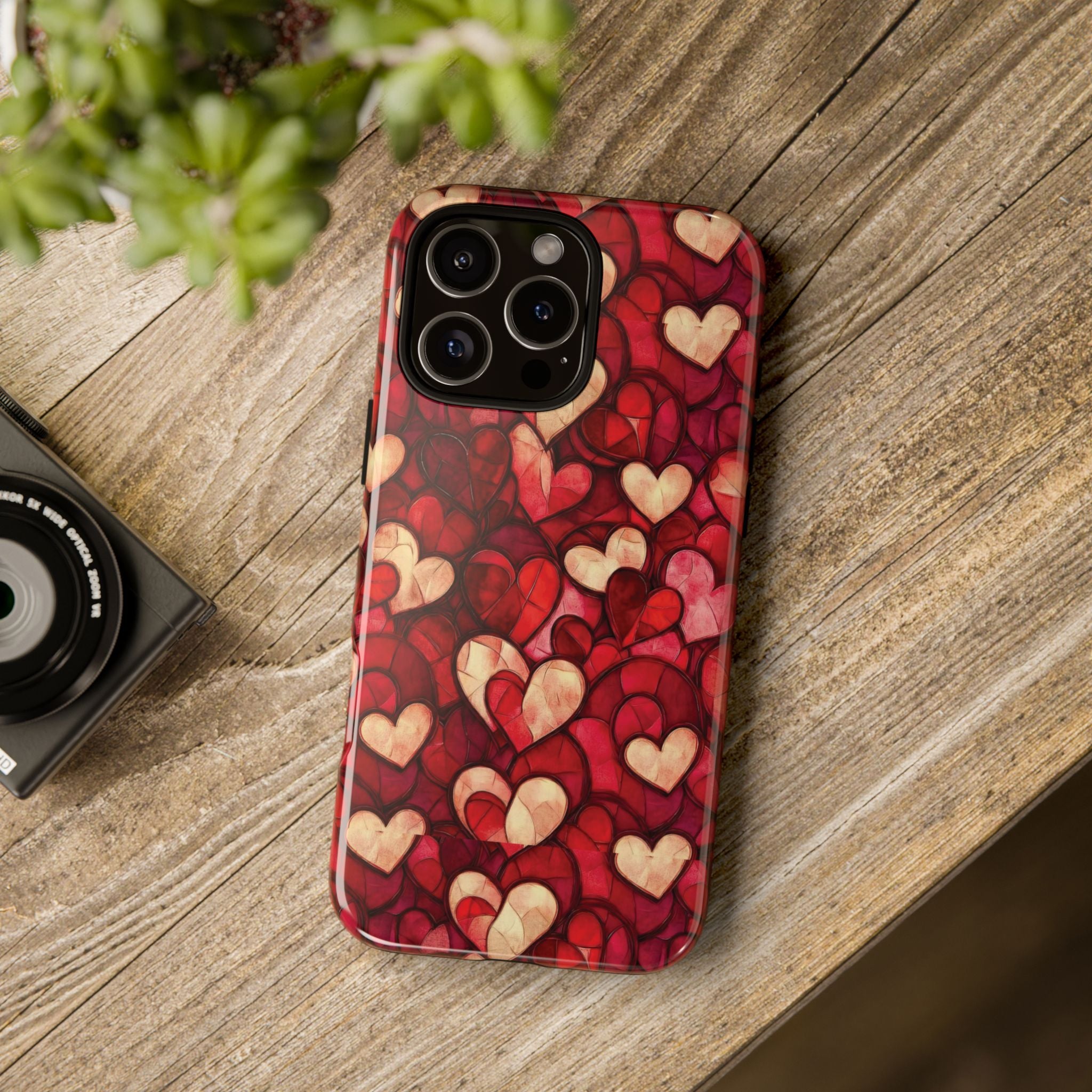 Stained Glass Heart Tough Case for iPhone 17 16 15 14 Pro Max | Romantic Mosaic Love Design | Shockproof & Wireless Charging Support