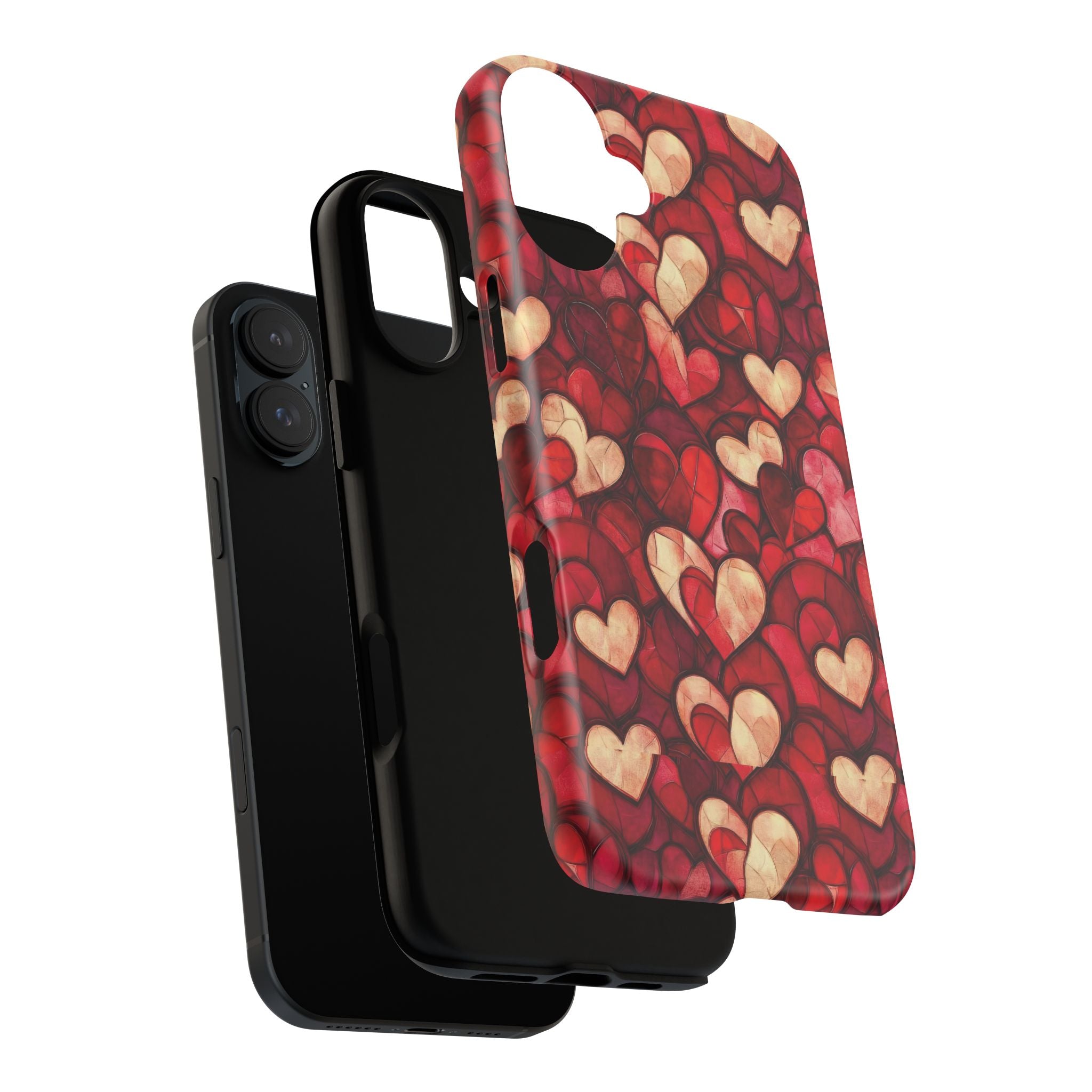 Stained Glass Heart Tough Case for iPhone 17 16 15 14 Pro Max | Romantic Mosaic Love Design | Shockproof & Wireless Charging Support